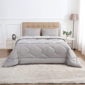 NORDICO ESTAMPADO REVERSIBLE C/COJIN DAMASCO GRIS