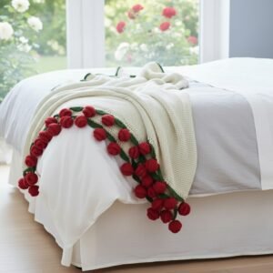 MANTA CROCHET ROSAS 60X60CM