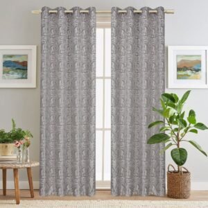 CORTINA SEMI-OPACA ESTAMPADA GRIS OSCURO 140X240CM