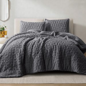 EDREDÓN SHERPA CON FUNDA DE COJÍN - GRIS OSCURO